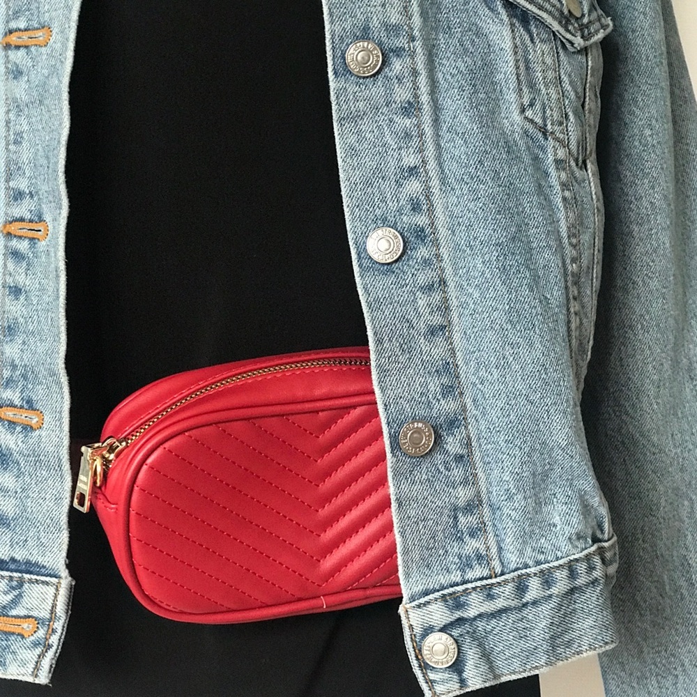 Steve Madden Clutch & Belt or Waist Bag - dark red